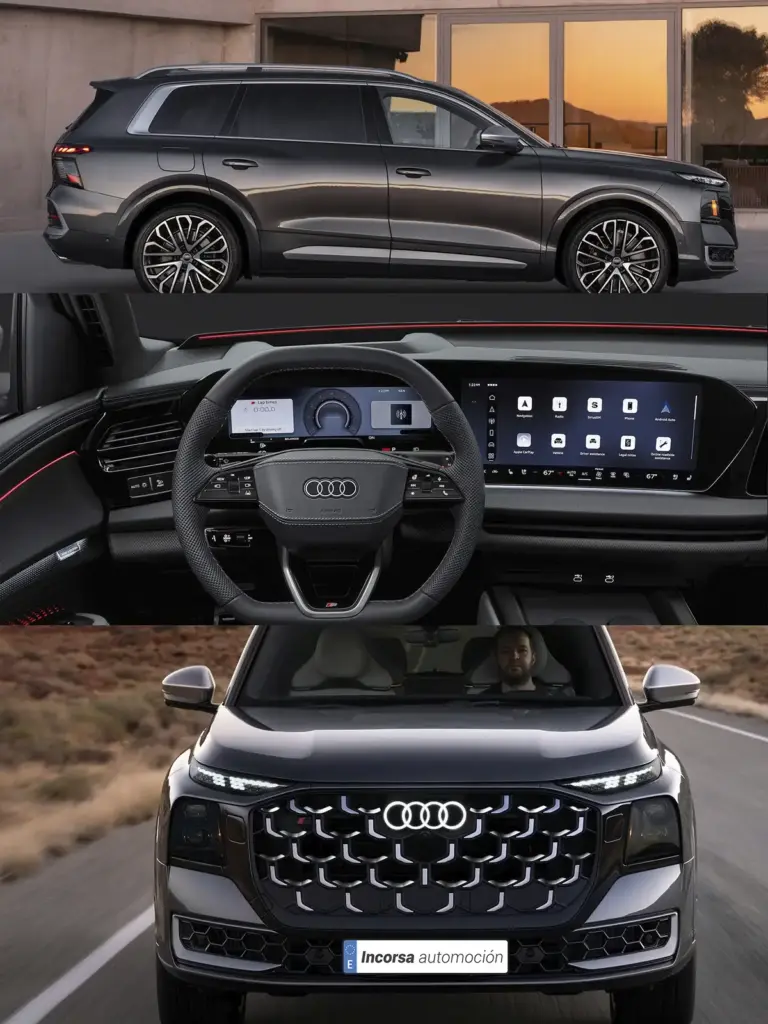 Audi Q9 gris con diseño exterior premium e interior digital